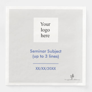 Mittelblau und Schwarz-Grau-Seminar-Logo Serviette