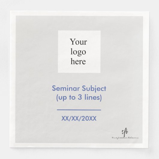 Mittelblau und Schwarz-Grau-Seminar-Logo Serviette (Vorderseite)