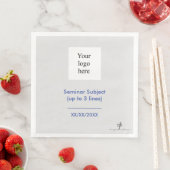 Mittelblau und Schwarz-Grau-Seminar-Logo Serviette (Beispiel)