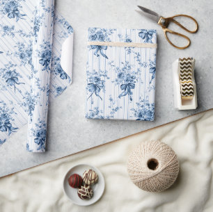 Mittelblau- und Weiß-Kokette Geschenkpapier