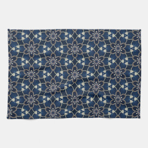 Mittelblaue Blumenmuster Geschirrtuch