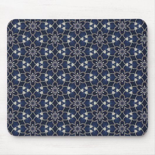 Mittelblaue Blumenmuster Mousepad (Vorne)