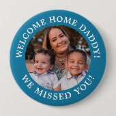 Mittelblauer einfacher Bogen-Text und Foto-Button Button (Vorderseite)