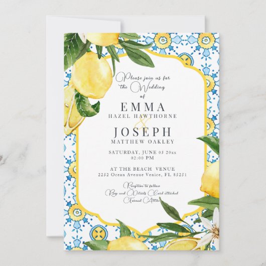 Mittelblauer Hochzeitstag Einladung (Vorderseite)