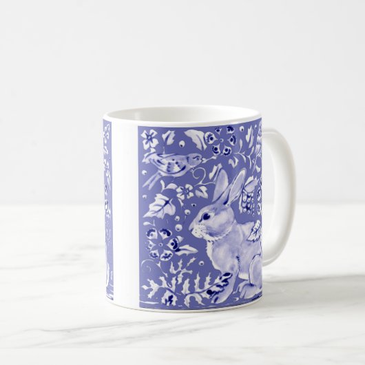 Mittelblauer Kaninchen Bird Florasiatische Art Dec Kaffeetasse (VorderseiteRechts)