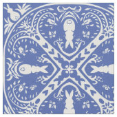 Mittelblauer Kaninchen-Medallion-Muster Niedlich Stoff (Nahaufnahme)