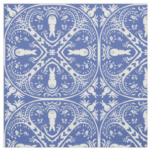 Mittelblauer Kaninchen-Medallion-Muster Niedlich Stoff