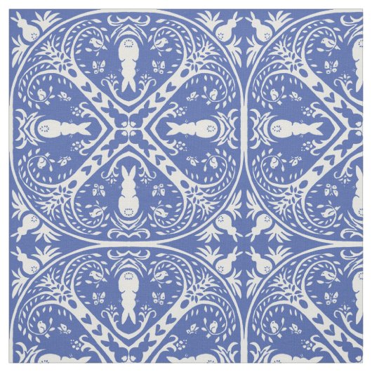 Mittelblauer Kaninchen-Medallion-Muster Niedlich Stoff (Muster)