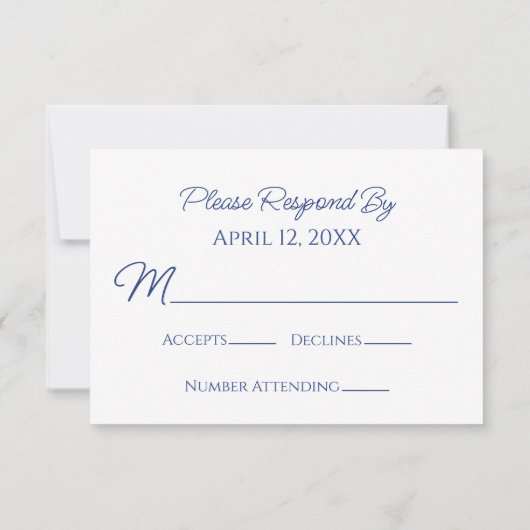 Mittelblauer und gelber Hochzeitstag RSVP Karte (Rückseite)