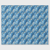 Mittelblauer und goldener Marmor Geschenkpapier (Flach)