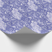 Mittelblauer Weißer Kaninchen Bunny Bird Floral Ti Geschenkpapier (Ecke)