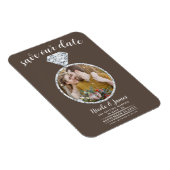 Mittelbraune Diamantring Save the Date Magnet (Rechte Seite)