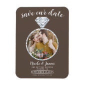 Mittelbraune Diamantring Save the Date Magnet (Vertikal)