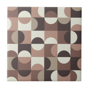 Mittelcentury-Halbkreise in Mocha-Mousse und Braun Fliese