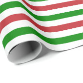 Mitteldunkelrote, grüne und weiße Streifen Geschenkpapier (Rolleneckpunkt)