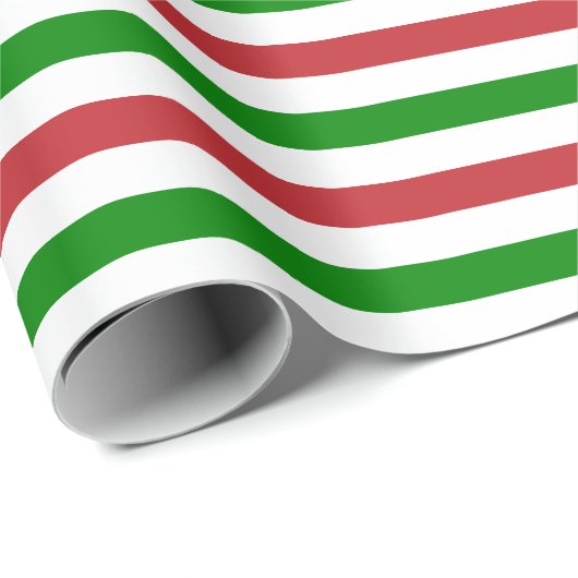 Mitteldunkelrote, grüne und weiße Streifen Geschenkpapier (Rolleneckpunkt)