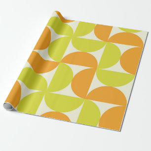 Mittelepochale Halbkreise Orange und Gelb Geschenkpapier