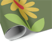 Mittelepochen-Blumen mit geometrischen Halbkreisen Geschenkpapier (Rolleneckpunkt)