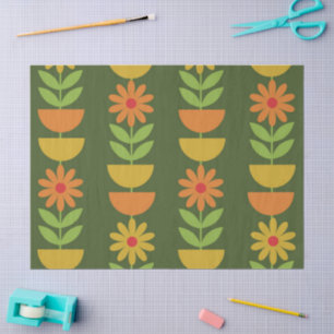 Mittelepochen-Blumen mit geometrischen Halbkreisen Seidenpapier