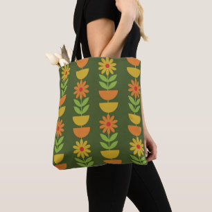 Mittelepochen-Blumen mit geometrischen Halbkreisen Tasche