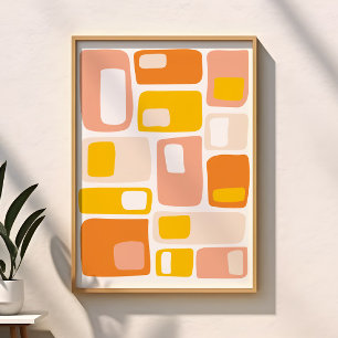 Mittelepochen-Funky-Geometrische-Formen-Orange-Pfi Poster