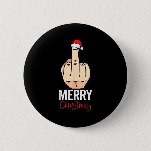 Mittelfinger Frohe Weihnachten Button (Vorderseite)