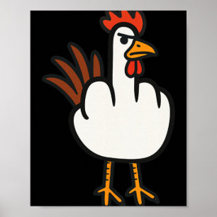 Mittelfinger-Huhn, Erwachsenen-Humor, Lustige Gest Poster