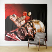Mittelfinger-Kunst mit roter Schleife Wandteppich (Beispiel (Horizontal))