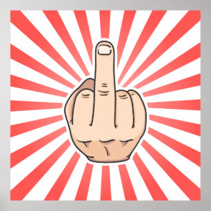 Mittelfinger mit roten Streifen Poster
