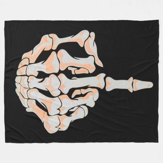 Mittelfinger-Schädel-Satin-Hintergrund Fleecedecke (Vorderseite (Horizontal))