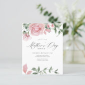 Mittelfristig Blumenrosa Mütter Tag Brunch Einladu (Stehend Vorderseite)