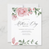 Mittelfristig Blumenrosa Mütter Tag Brunch Einladu (Vorderseite)