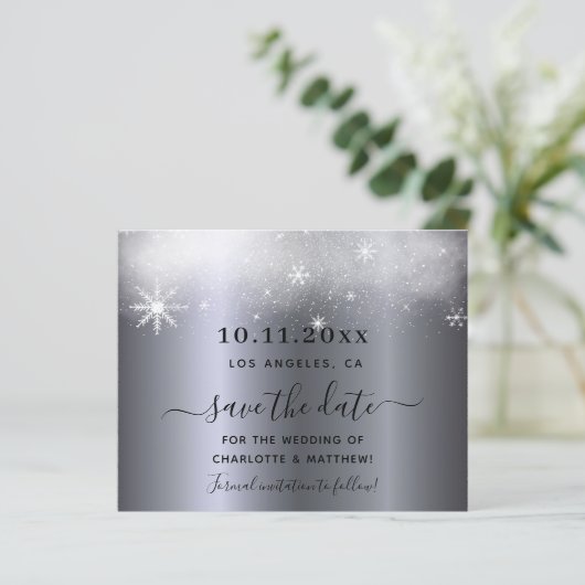 Mittelfristiger Silberschnee Save the Date (Stehend Vorderseite)