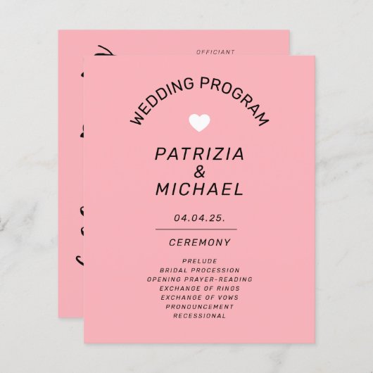 Mittelfristiges Hochzeitsprogramm in Rosa (Vorne/Hinten)