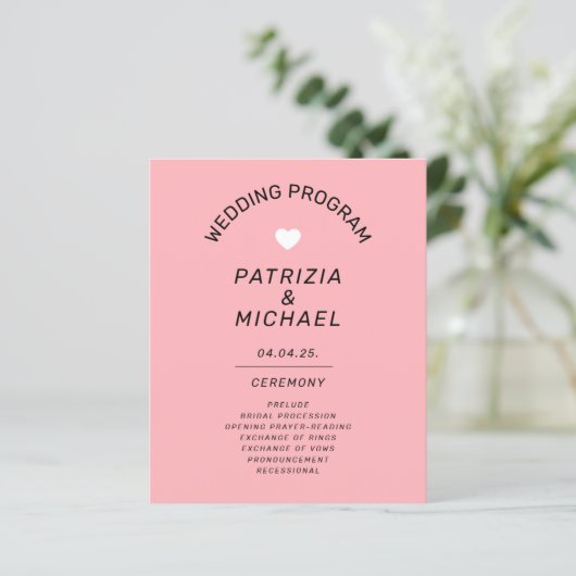 Mittelfristiges Hochzeitsprogramm in Rosa (Stehend Vorderseite)