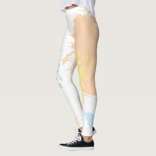 Mittelgradige Pastel Varicfarbene Abstrakte Gewebe Leggings