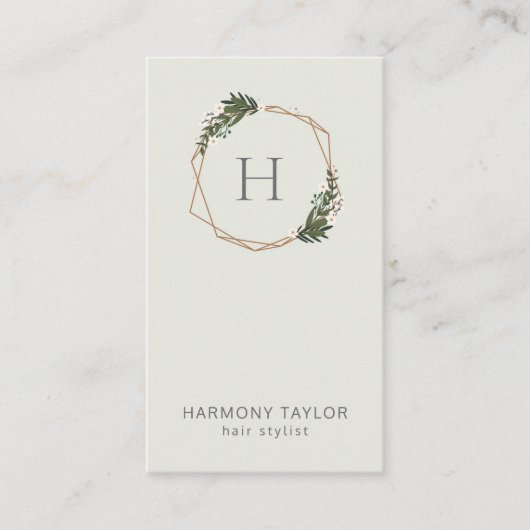 Mittelgrau-Monogramm für moderne geometrische Gree Visitenkarte (Vorderseite)