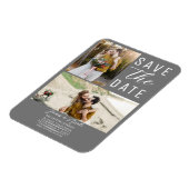 Mittelgraue Moderne 2 Fotos Save the Date Hochzeit Magnet (Linke Seite)