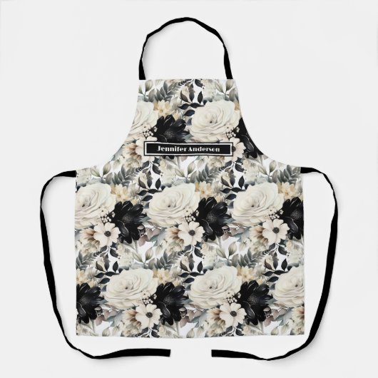 Mittelgroße Schürze für Girlanden in Schwarz und W (Vorderseite)