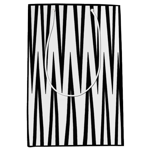 Mittelgroße schwarze u. weiße Geschenk-Tasche Mittlere Geschenktüte (Vorderseite)