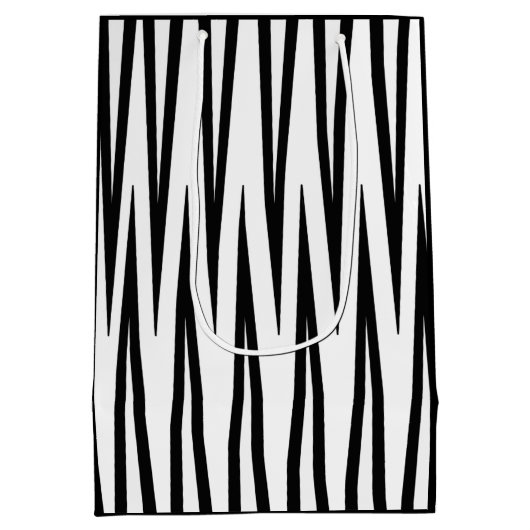 Mittelgroße schwarze u. weiße Geschenk-Tasche Mittlere Geschenktüte (Rückseite)