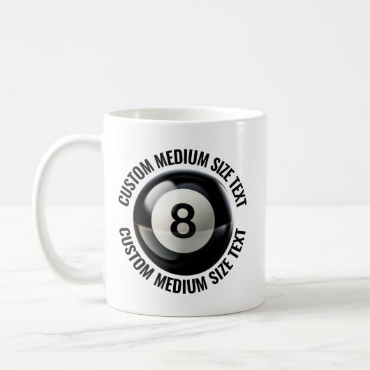 Mittelgroßer Text 330ml personalisierter 8 Ball Be Kaffeetasse (Links)