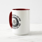 Mittelgroßer Text MAROON Combo 15oz Custom 8 Ball Tasse (Vorderseite Links)