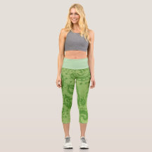 MITTELHOHE, hoch taillierte, limgrüne Paisley-Capr
