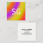 Mittelinitials - Quadrat - weiche Farben Quadratische Visitenkarte (Vorne/Hinten)