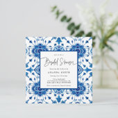 Mittelitalien Blau Tiles Griechenland Brautparty Einladung (Stehend Vorderseite)