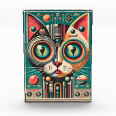 Mitteljahrs-Retro-Futuristikkatze Fotoblock (Vorderseite)