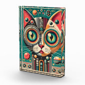 Mitteljahrs-Retro-Futuristikkatze Fotoblock (Rechts)