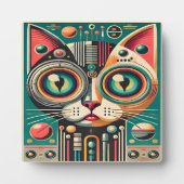 Mitteljahrs-Retro-Futuristikkatze Fotoplatte (Vorderseite)