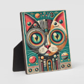 Mitteljahrs-Retro-Futuristikkatze Fotoplatte (Vorderseite)